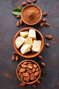 cocoa beans, powder and cocoa butter