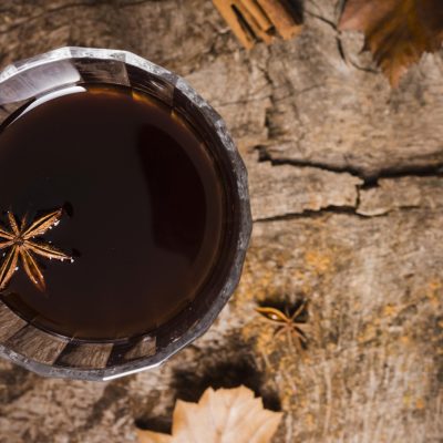 top view coffee glass with star anise